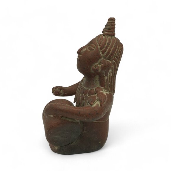 Pre-Columbian Style Terracotta Figurine Seated Drummer Tribal Art Sculpture VTG - Picture 4 of 8
